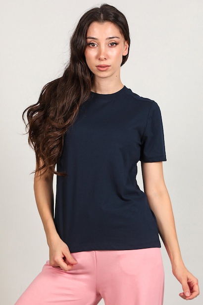 Kadın Omzu Çimalı Basıc Tshırt 