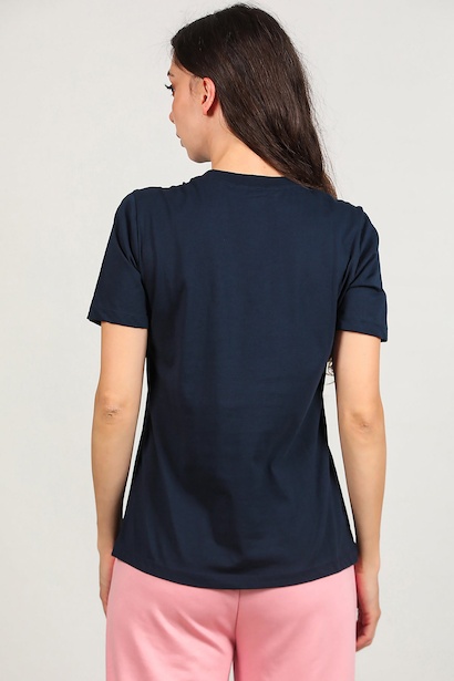 Kadın Omzu Çimalı Basıc Tshırt  Lacivert 6