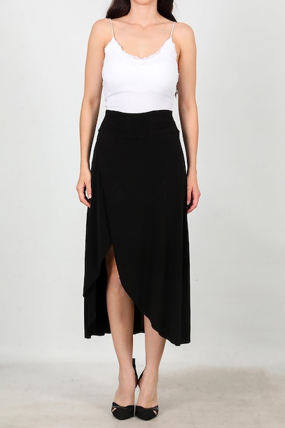 Kadın Şortlu Yırtmaçlı Etek  Siyah 6