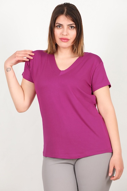 Büyük Beden V Yaka Tshırt 