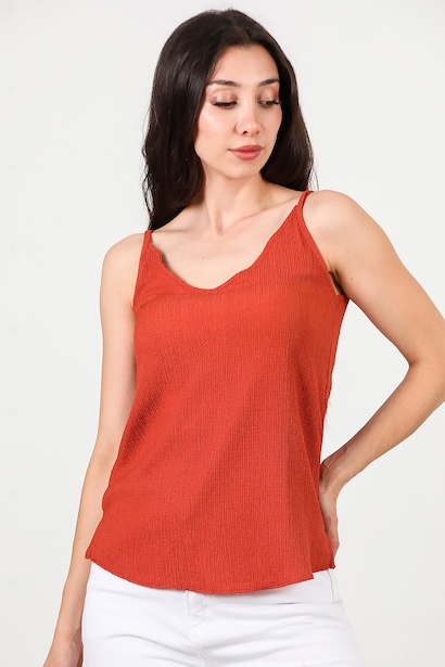 Kadın İp Askılı Krinkıl Bluz 