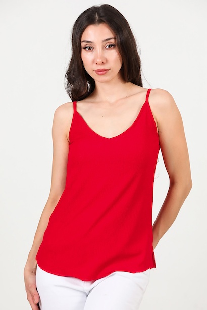 Kadın İp Askılı Krinkıl Bluz 