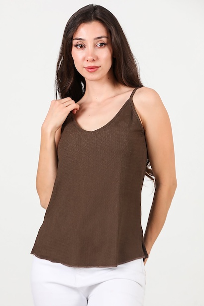 Kadın İp Askılı Krinkıl Bluz 