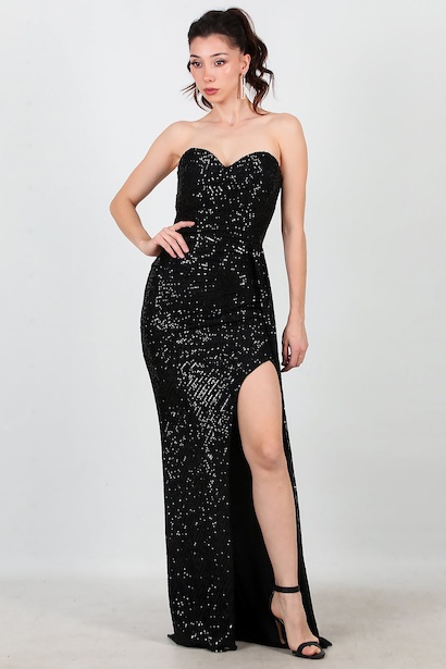 Kadın Staplez Uzun Pullu Abiye 