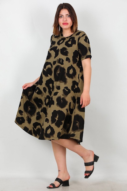 Büyük Beden Desenli Elbise 