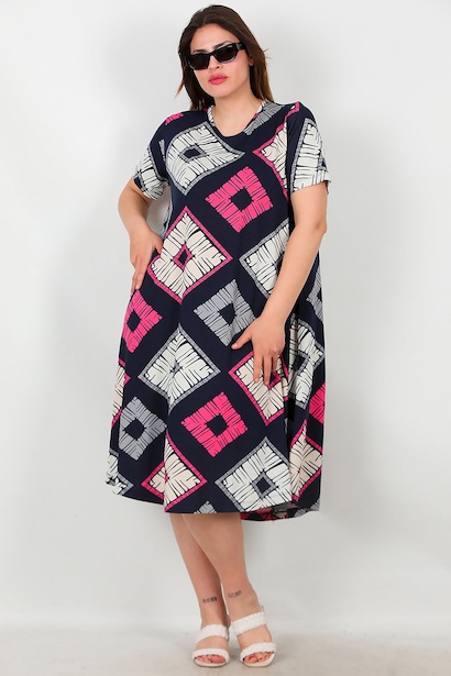 Büyük Beden Desenli Elbise 