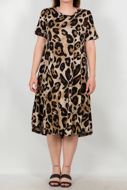 Büyük Beden Desenli Elbise  Çok Renkli 6