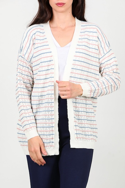 Kadın Delikli Hırka  Ekru 6