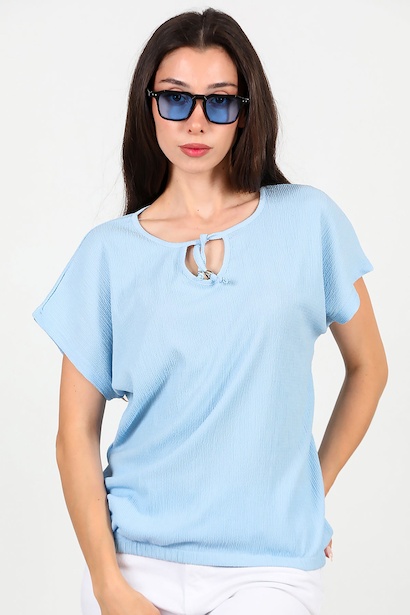 Kadın Önü Bağlama Krinkıl Bluz 