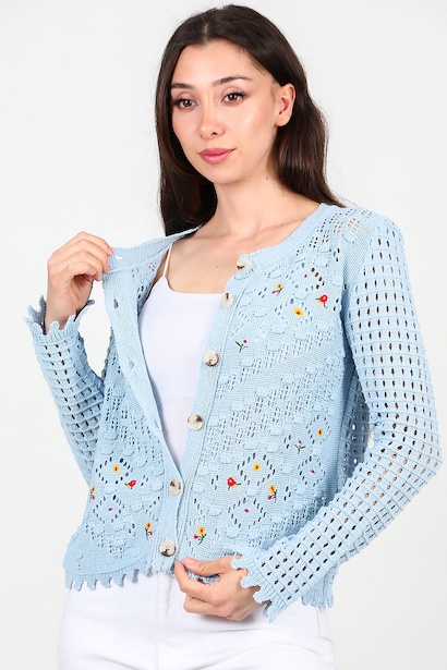 Kadın İşlemeli Kısa Hırka 