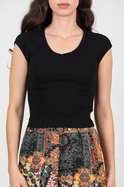 Kadın V Yaka Fitilli Bady  Siyah 6