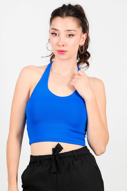 Kadın Boyundan Geçmeli Kısa Bluz 