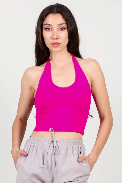 Kadın Boyundan Geçmeli Kısa Bluz 