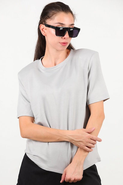 Kadın Bisiklet Yaka Vatkalı Tshırt 