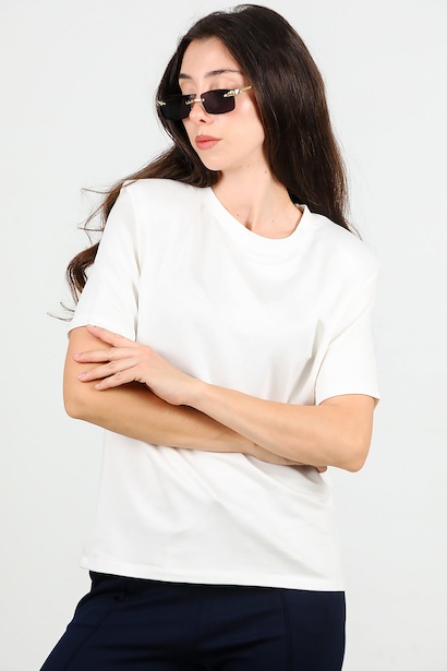 Kadın Bisiklet Yaka Vatkalı Tshırt 