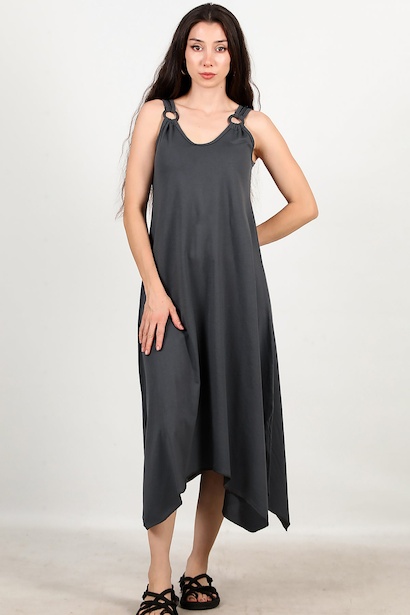 Kadın Kol Halka Detay Uzun Elbise 