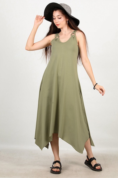 Kadın Kol Halka Detay Uzun Elbise 