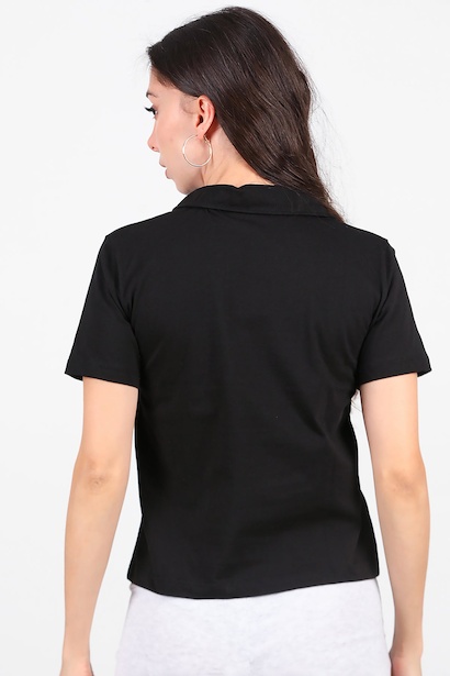Kadın Yakalı Tshırt  Siyah 6