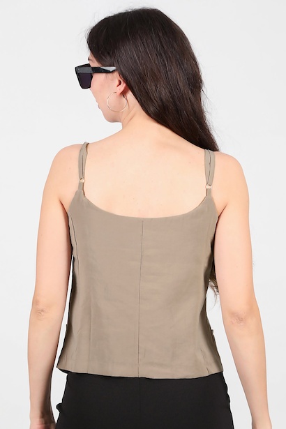 Kadın İp Askılı Yelek  Vizon 6