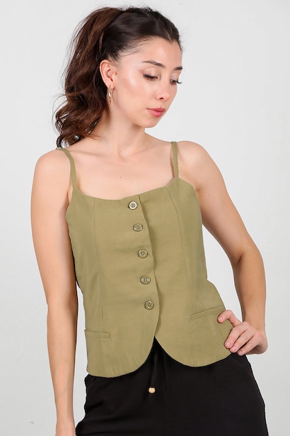 Kadın İp Askılı Yelek 