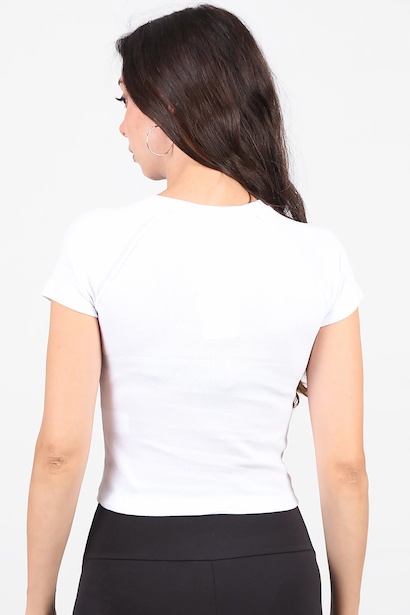 Kadın Yazı Baskılı Tshırt  Beyaz 6