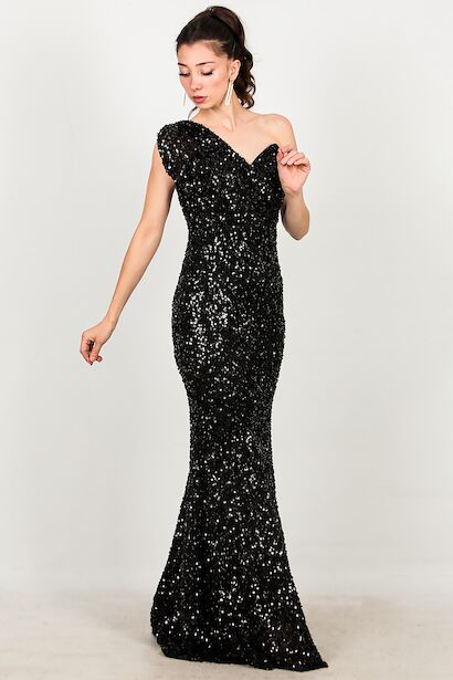 Kadın Tek Omuz Uzun Abiye 