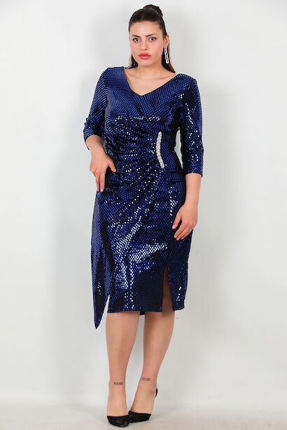 Büyük Beden Bel Aksesuar Kısa Abiye 