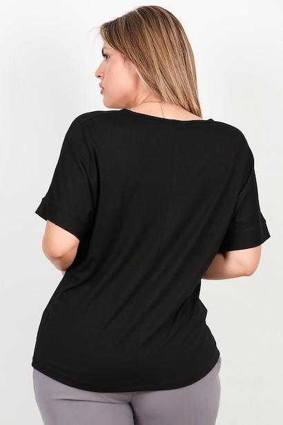 Büyük Beden Taş İşlemeli Bluz  Siyah 6