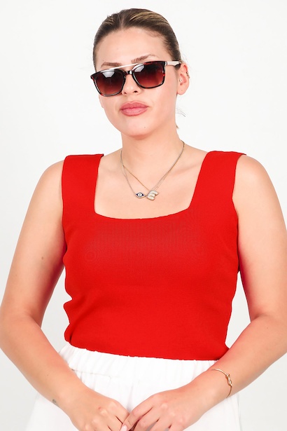 Büyük Beden Kare Yaka Bluz 