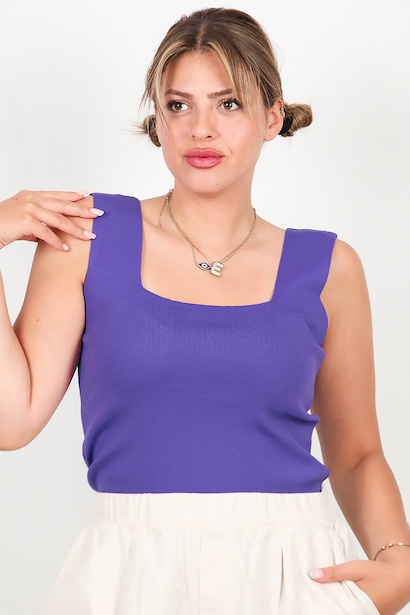 Büyük Beden Kare Yaka Bluz 