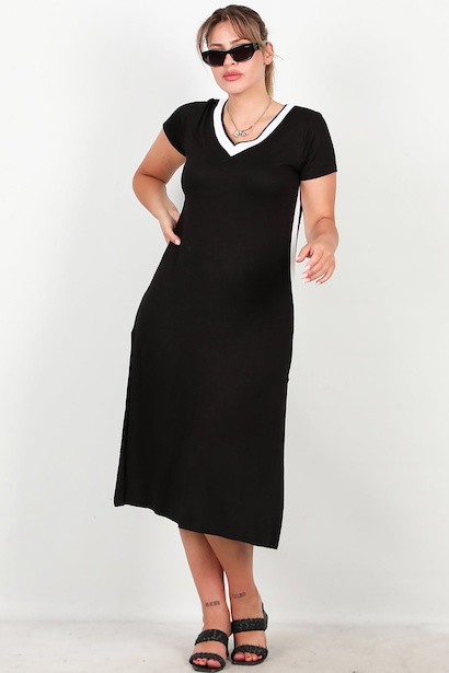 Büyük Beden Yırtmaçlı Uzun Elbise 