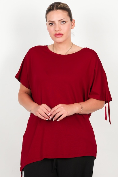 Büyük Beden Omuz Ve Yanı Büzgülü Bluz 