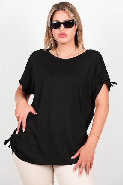 Büyük Beden Omuz Ve Yanı Büzgülü Bluz 