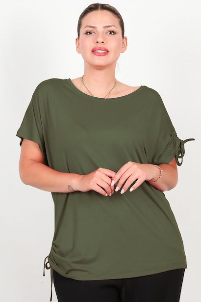 Büyük Beden Omuz Ve Yanı Büzgülü Bluz 