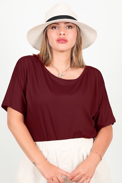 Büyük Beden Bisiklet Yaka Bluz 