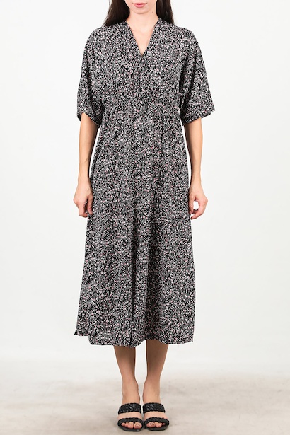 Kadın Kloveze Yaka Kısa Kol Elbise  Siyah 6