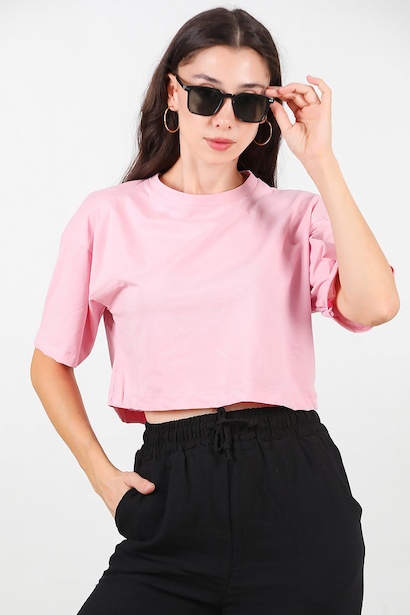 Kadın Bisiklet Yaka Kısa Tshirt 