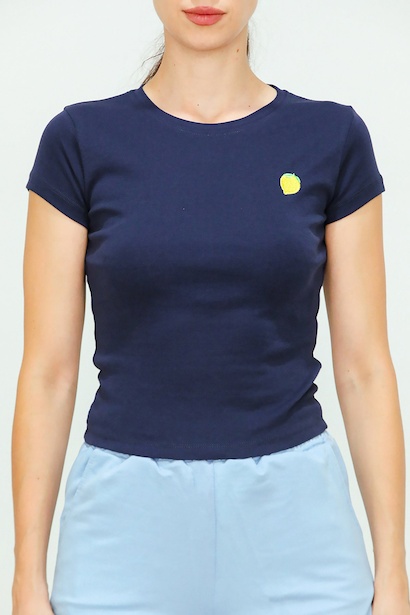 Kadın Limon Nakışlı Bady  Lacivert 6