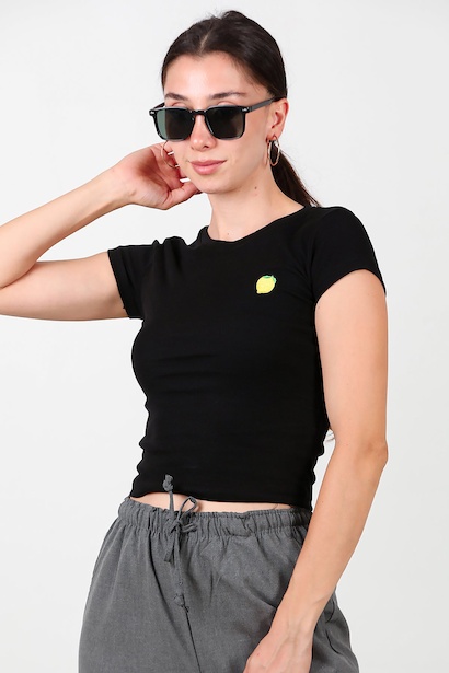 Kadın Limon Nakışlı Bady 