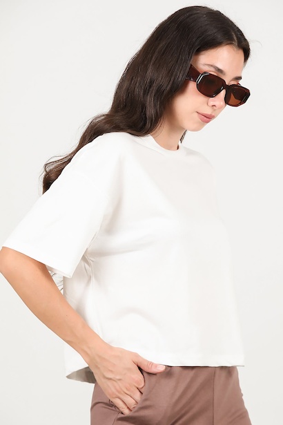 Kadın Bisiklet Yaka Kısa Tshırt 