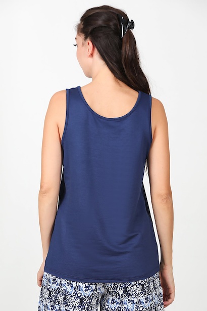 Kadın Kalın Askılı Tshırt Lacivert 6