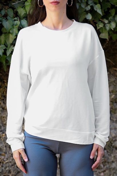 Kadın Owersize Bisiklet Yaka Sweet  Ekru 6