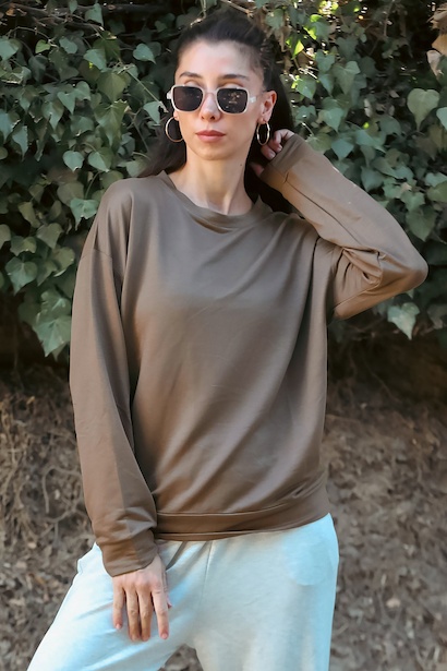 Kadın Owersize Bisiklet Yaka Sweet 