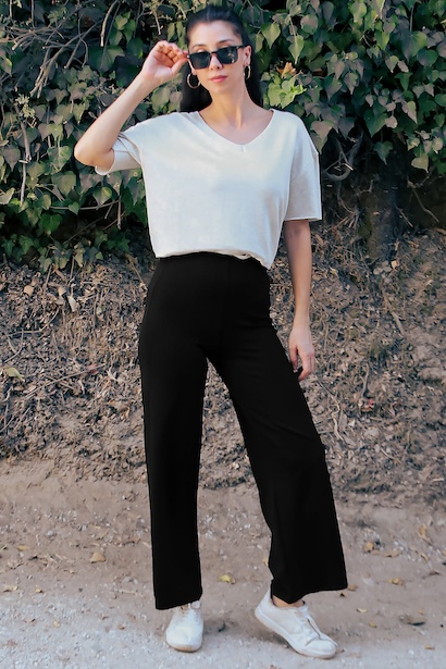 Kadın Bol Paça Fitilli Pantolon 