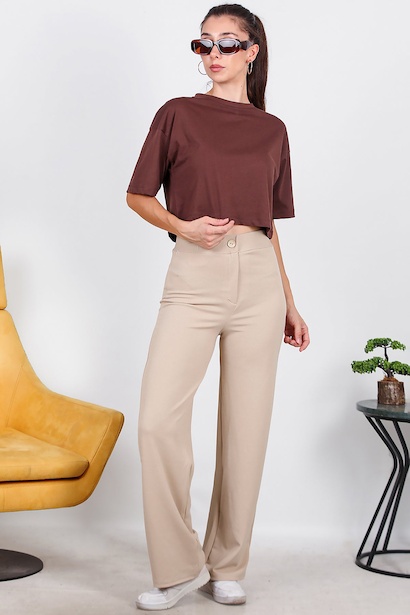 Kadın Palazzo Krep Kumaş Pantolon 