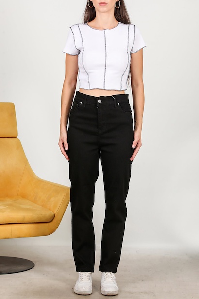 Kadın Mom Jeans Pantolon  Siyah 6