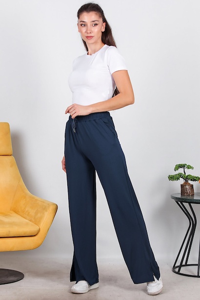 Kadın Yırtmaçlı Bol Paça Pantolon 