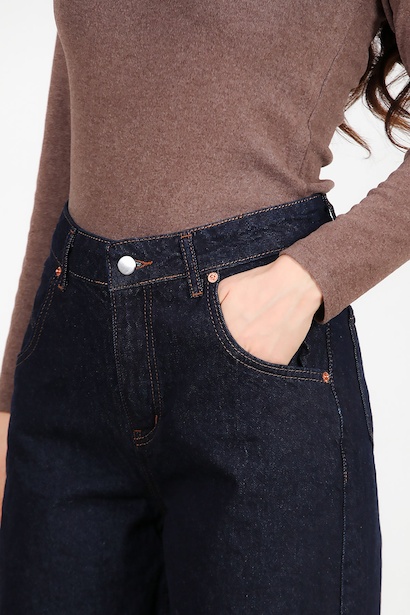 Kadın Bol Paça Pantolon  Lacivert 9