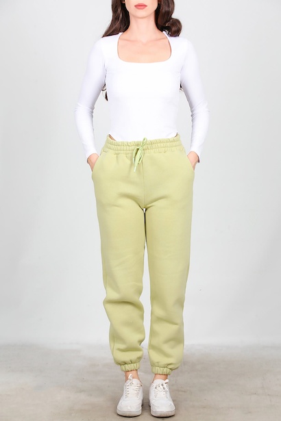 Kadın Paça Lastikli İçi Şardonlu Eşofman Altı  Yeşil 6