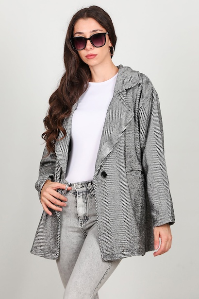 Kadın Kısa Kaşe Kaban  Siyah 6